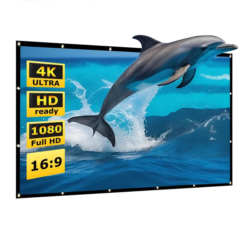 200/300 Inch Projector Screen Outdoor Indoor Extra Large, 4K HD 16:9/4:3 Projection Screen Foldable Portable, Wall Mount Hanging Movie Screen for Home Theater(16:9 60in)