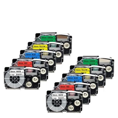 18mm Compatible Label Tape 5PK 10PK for XR-18WE Printer Ribbon Mixed Colors Works with CW-L300 KL-120 KL-430 KL-750 Label Maker(10PK Mixed Color)