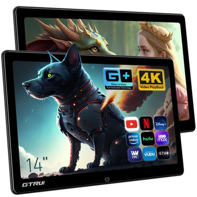 14 inch 4K Android Car TV Headrest Monitor for Cars Back seat Rear Entertainment System, Support Wireless Phone Link Touch Screen,with WiFi/Bluetooth/HDMI/USB/Video Player 4G+64G (2*PCs)