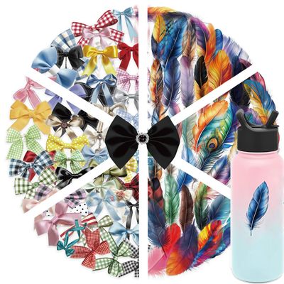 100Pcs Bowknot&Feather Transparent Stickers for Kindle, Bow Tie and Plume Aesthetic Self-Adhesive Scrapbooking Stickers Supplies Journal Stuffers for Adult Card Making Letters DIY (Bowknot)