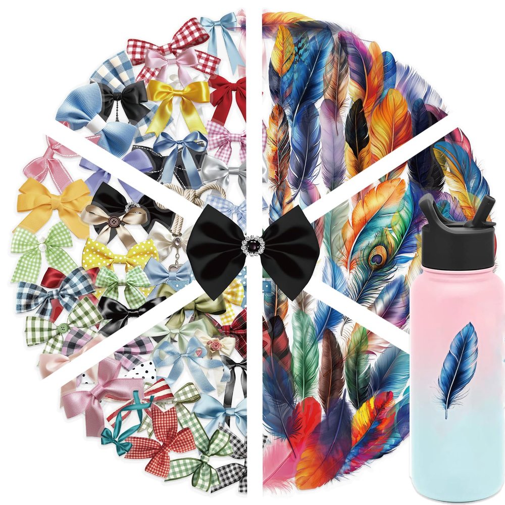 100Pcs Bowknot&Feather Transparent Stickers for Kindle, Bow Tie and Plume Aesthetic Self-Adhesive Scrapbooking Stickers Supplies Journal Stuffers for Adult Card Making Letters DIY (Bowknot)
