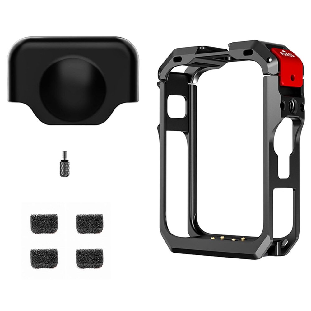SZZCNOX Metal Protective Cage for DJI Osmo 360 Panoramic Camera, Rabbit Cage Expansion Protective Frame Cage with Silicone Lens Protection Cover and Windproof Cottons Camera Accessories (Black)