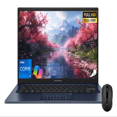 ASUS Vivobook 14" Laptop - FHD (1920 * 1080) - Intel Core i7-1355U - 10 Cores - Intel UHD Graphics - Copilot - Privacy Camera - Windows 11 Home - w/Wireless Mouse (12GB RAM | 512GB SSD)