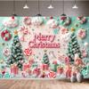 12X10ft Christmas Photography Backdrop Merry Christmas Sweet Candy Background Backdrop Winter Xmas Snow Tree Kids Newborn Baby Shower Birthday Party Decor Banner Photo Booth Props view 4