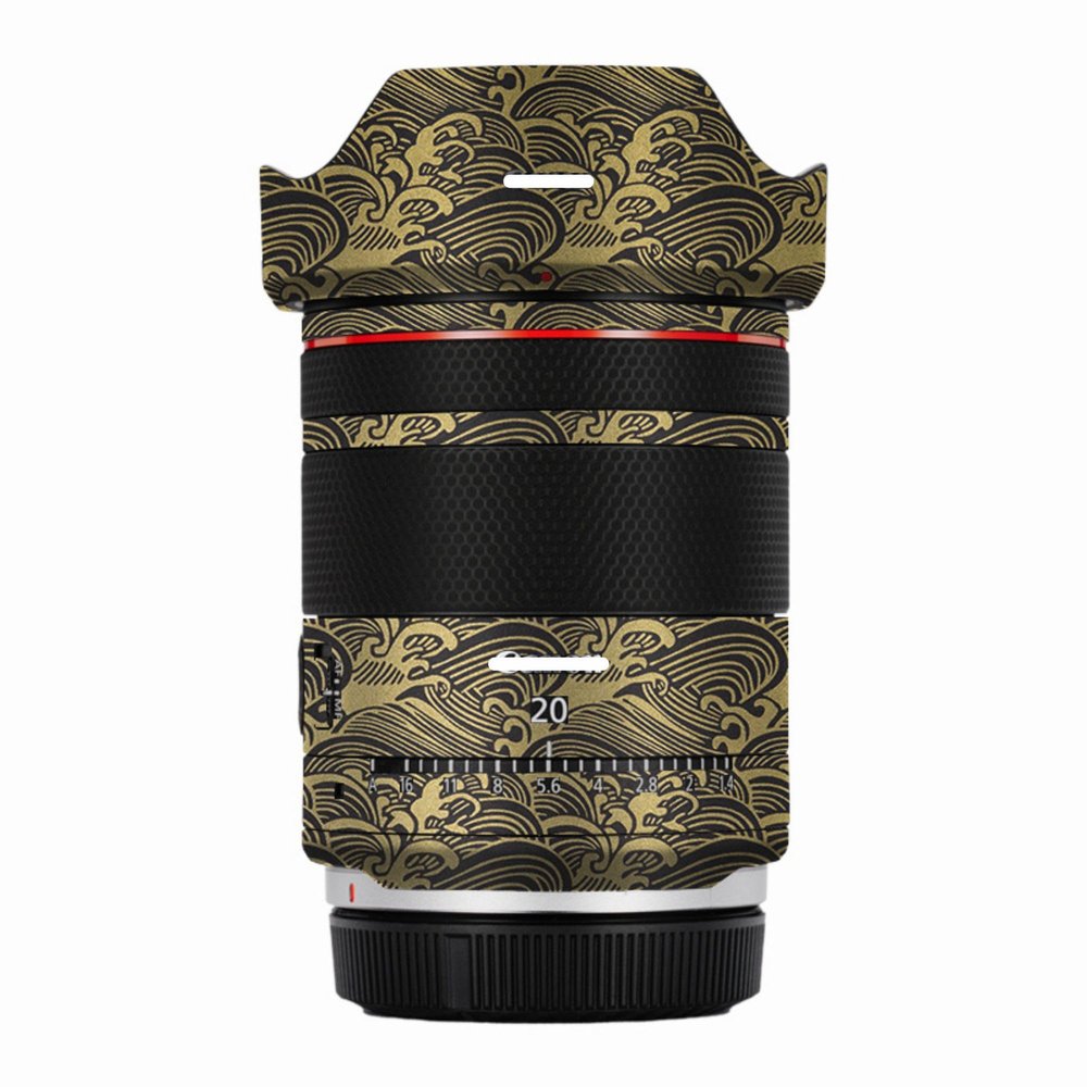 Mebont Camera Decal Skin for Canon RF 20mm F1.4 L VCM 3M Material Sticker Waterproof Lens Protector(Wave Gold)