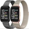 2Pcs Metal Band Compatible for Fitbit Versa 4/Sense 2/Versa 3/Sense Bands Women Men, Stainless Steel Soft Mesh Loop Strap Replacement Bracelet Strap for Fitbit Sense 2/3/Sense/Versa 4 (Gold&Black, Large) view 1