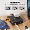 25Ft Long Extension Cord, Flat Plug Power Strip Surge Protector, 8 Outlet 4 USB Ports (2 USB C), Wall Mountable, Desk Charging Station for Home Office, College Dorm Room Essentials (Black) view 3
