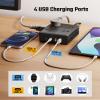 25Ft Long Extension Cord, Flat Plug Power Strip Surge Protector, 8 Outlet 4 USB Ports (2 USB C), Wall Mountable, Desk Charging Station for Home Office, College Dorm Room Essentials (Black) view 4