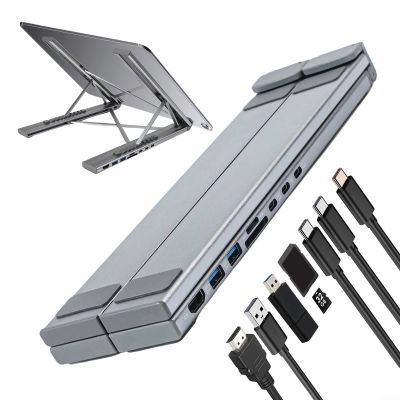 8-in-1 USB C Laptop Docking Station Stand, 4K HDMI-Compatible Dock Tablet Stand, USB-A 3.0 (5Gbps), USB-C PD 3.0 PD 100W, Transfer Files in Seconds, Larger High-Resolution Display