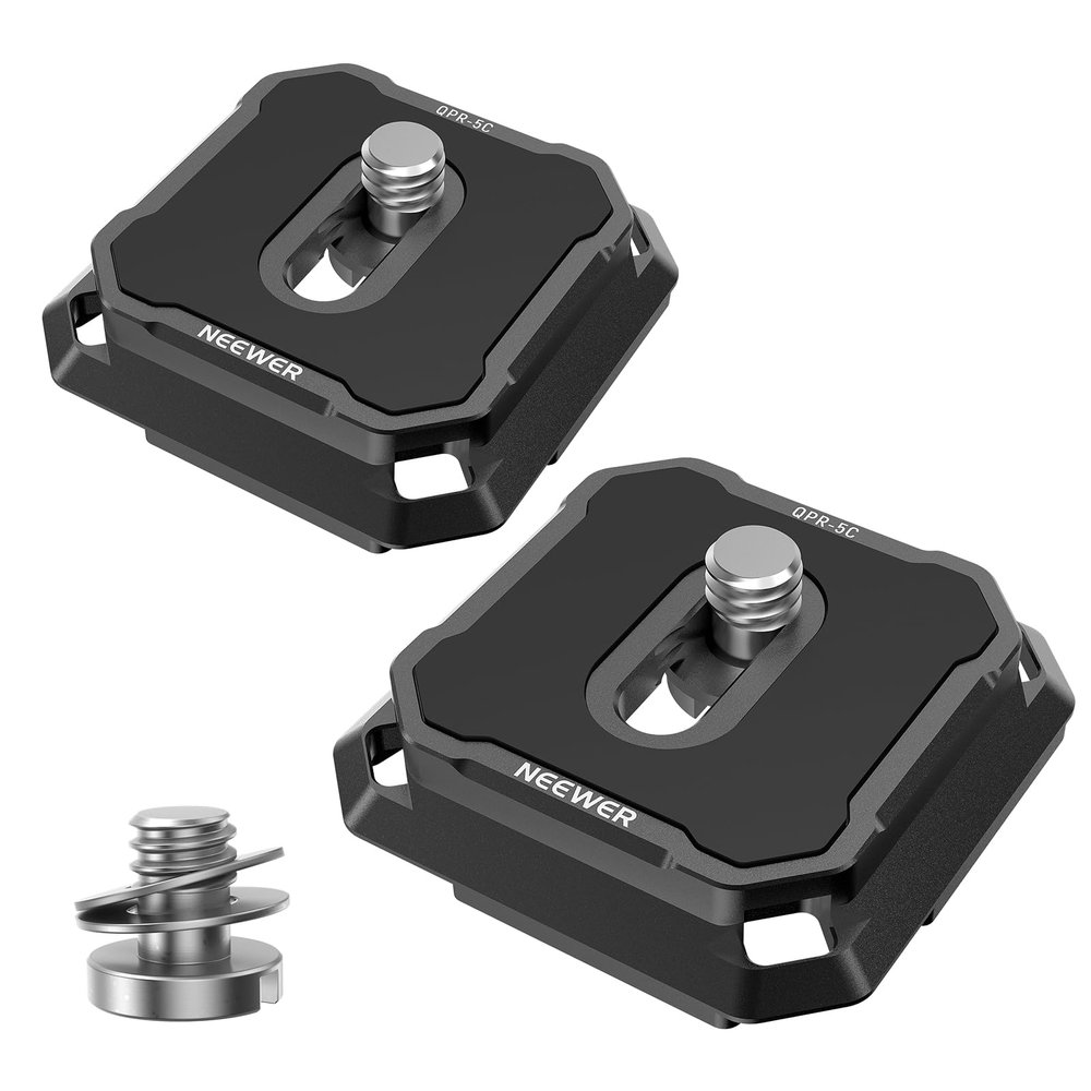 NEEWER 2 Pack Quick Release Plate Kit, 38mm QR Camera Mounting Adapter Compatible with Arca Swiss, Tripod Mount to Shoulder Strap Quick Switch Anti Off with Washers, QPR-5C