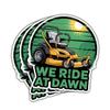3pcs We Ride at Dawn Sticker  Funny Lawn Mower Vinyl Decal, Lawn Care Meme Stickers for Gardeners, Landscapers, Yard Work Enthusiasts, Laptop & Water Bottle Sticker Gift for Men Dad Grandpa view 1