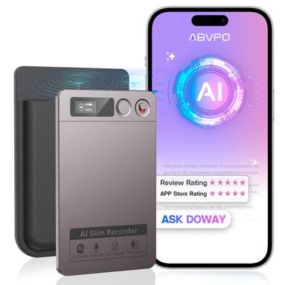 AI Voice Recorder, Transcribe & Summarize, AI Noise Cancellation Technology, Supports 152 Languages, 64GB Memory APP Control Audio Recorder for Lectures, Meetings, Calls (Starlight)