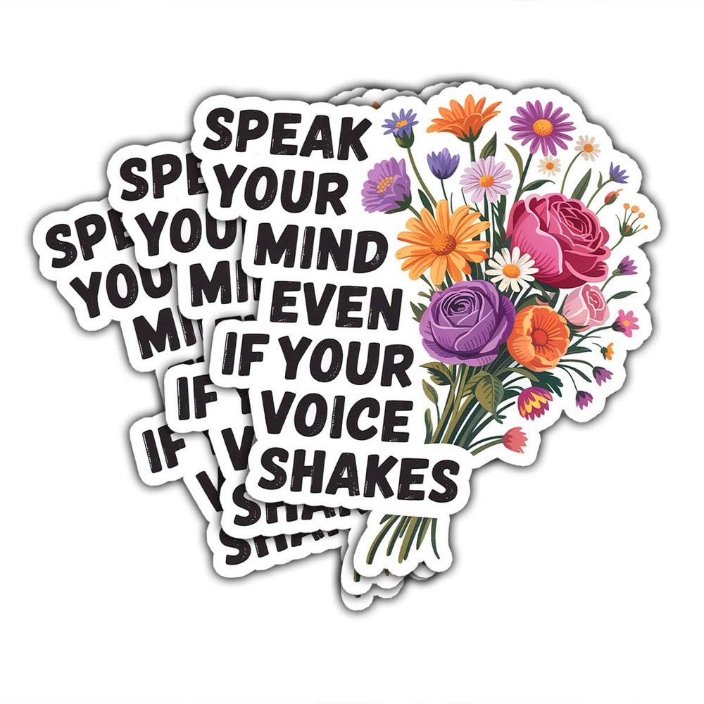 3pcs Inspirational Sticker  Speak Your Mind Even If Your Voice Shakes Vinyl Decal, Motivational Waterproof Sticker for Laptop, Water Bottle, Journal, Feminist & Activist Gift Women Girl Friends