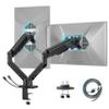 ARES WING Dual Monitor Mount, Heavy Duty Monitor Arms for 2 Monitors for 17-35 Inch, Fully Adjustable Monitor Desk Stand with USB A/C for Ultrawide Screen, VESA 75x75 or 100x100mm, Black view 1