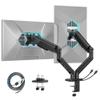ARES WING Dual Monitor Mount, Heavy Duty Monitor Arms for 2 Monitors for 17-35 Inch, Fully Adjustable Monitor Desk Stand with USB A/C for Ultrawide Screen, VESA 75x75 or 100x100mm, Black view 2