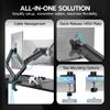 ARES WING Dual Monitor Mount, Heavy Duty Monitor Arms for 2 Monitors for 17-35 Inch, Fully Adjustable Monitor Desk Stand with USB A/C for Ultrawide Screen, VESA 75x75 or 100x100mm, Black view 4