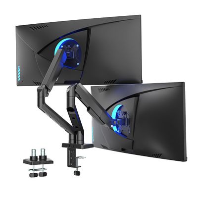 ARES WING Dual Monitor Mount, Heavy Duty Monitor Arms for 2 Monitors for 17-35 Inch, Fully Adjustable Monitor Desk Stand Ultrawide Screen, VESA 75x75 or 100x100mm, Black