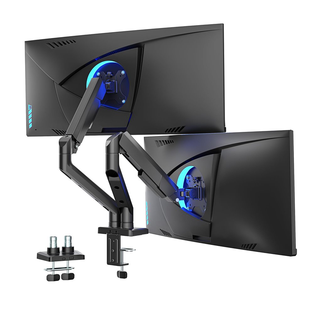 ARES WING Dual Monitor Mount, Heavy Duty Monitor Arms for 2 Monitors for 17-35 Inch, Fully Adjustable Monitor Desk Stand Ultrawide Screen, VESA 75x75 or 100x100mm, Black