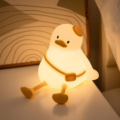 Cute Duck Night Light, Animal Lamp, Food Grade Silicone, Rechargeable, 3 Level Dimmable, Squishy Nursery Nightlight for Desk Decor, Funny Gifts Stuff for Boys Girls Baby, White Elephant Gifts