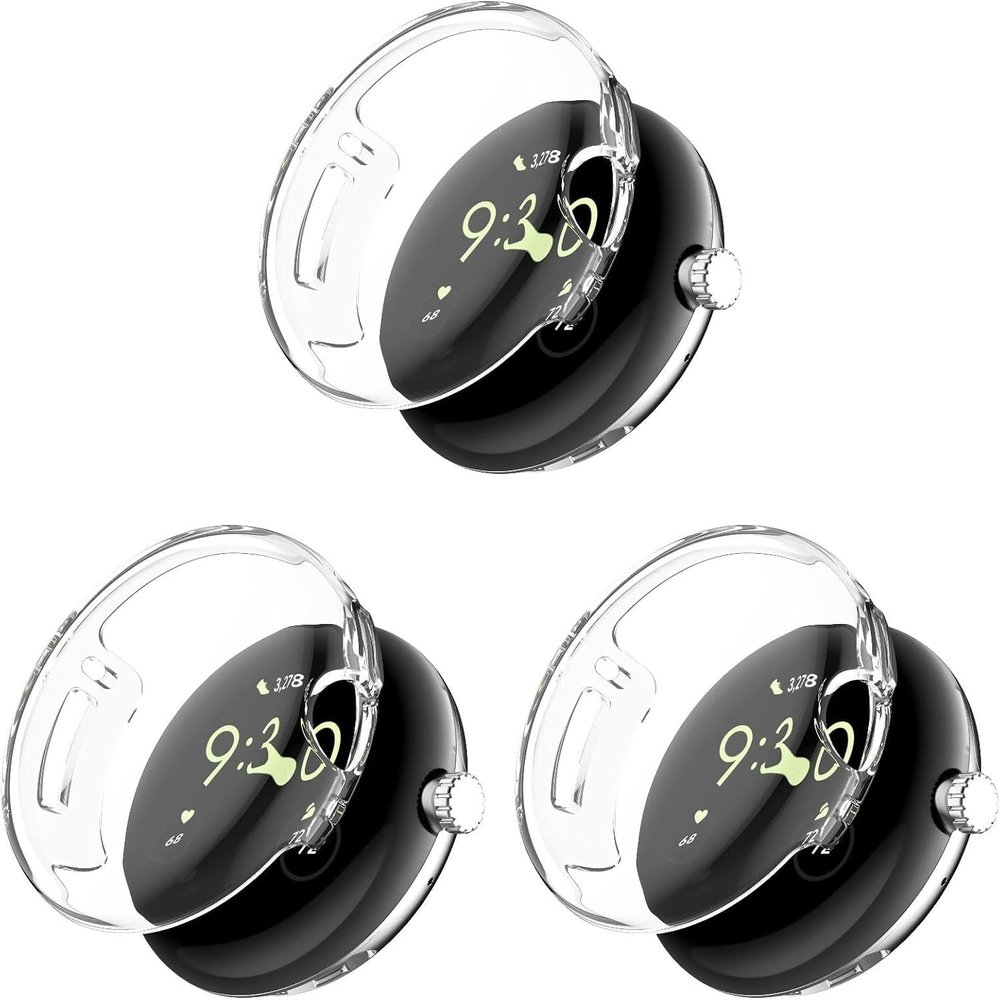 3 Pack Cases Compatible with Google Pixel Watch 4 41mm with Screen Protector, Flexible TPU Shockproof Scratch Proof Cover Case for Pixel Watch 4 41mm Smartwatch (Clear/Clear/Clear)