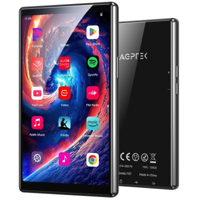 AGPTEK 5'' 128GB MP3 Player with Bluetooth and WiFi, T09 Touch Screen Andriod 13 Music Player with Spotify, Audible, YouTube, Up to 1TB(Black)