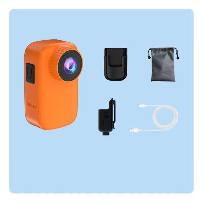 LKAHYUIBC Action Camera, Pocket Action Camera with Touch Screen, Anti-Shake, Video Recorder for Bike and Motorcycle,for Diving, Cycling and Vlogging(Orange)