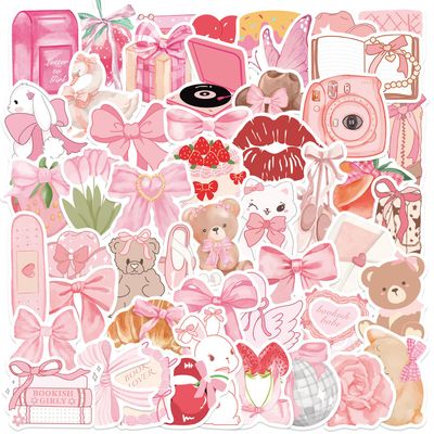100PCS Pink Coquette Stickers Pack, Cute Aesthetic Bow Girly Stickers for Women Girls Waterproof Vinyl Decals for Laptop Water Bottles Computer Phone Guitar