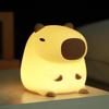 Cute Capybara Night Light, Animal Lamp, Food Grade Silicone, Rechargeable, 2 Level Dimmable, Squishy Nursery Nightlight for Desk Decor, Funny Gifts Stuff for Boys Girls Baby, White Elephant Gifts view 1