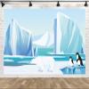 BELECO 10x8ft Fabric Cartoon Arctic Landscape Backdrop Polar Bear Penguin Iceberg Snow Mountain Glacier Background Ice Snow World Banner Kids Birthday Party Decorations Winter Photo Studio Props view 1