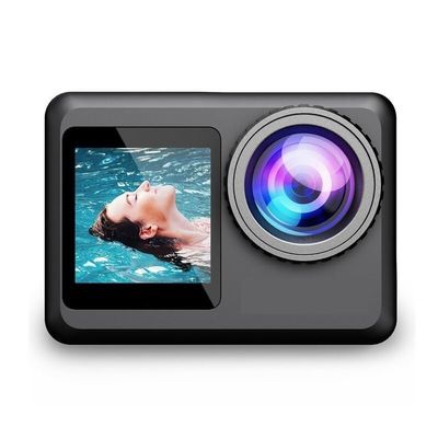 LKAHYUIBC Action Camera, Pro 4K 60 Dual Screen Action Camera Waterproof Touch Screen Sport Cam Night Vision 6-Axis Gyro Stabilization,for Diving, Cycling and Vlogging