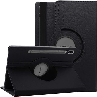 360 Rotating Leather Case for Samsung Galaxy Tab S8+ 12.4" SM-X800 / X806 / X806B / X806U / X806N PU Leather Stand Cover (Black)