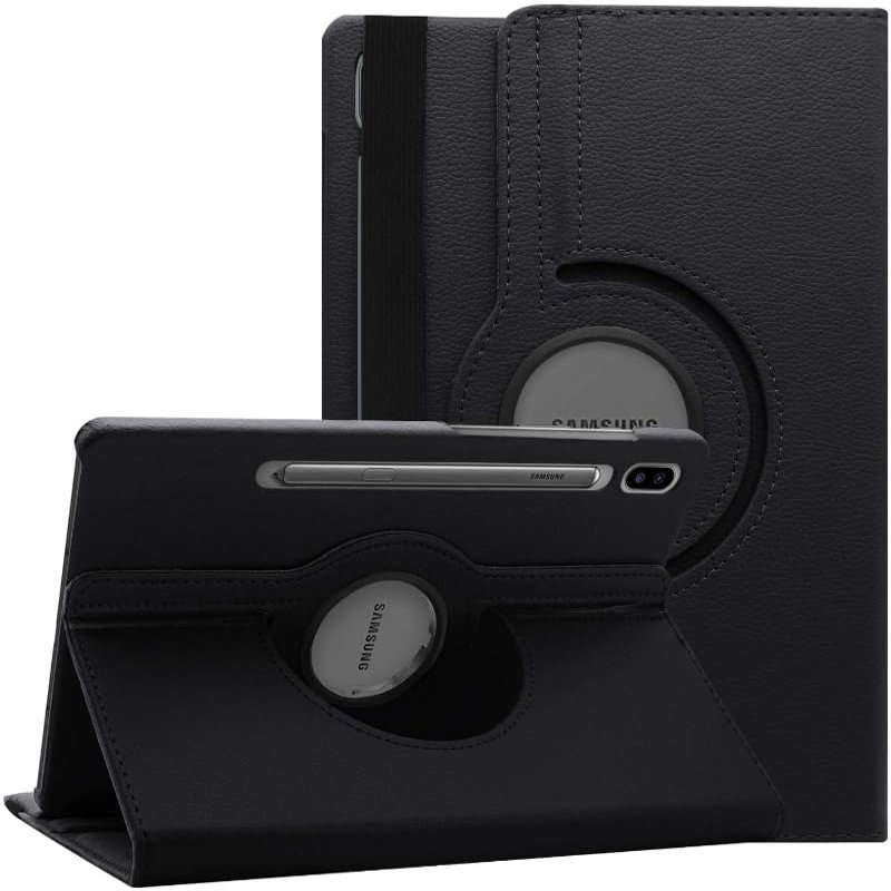 360 Rotating Leather Case for Samsung Galaxy Tab S8+ 12.4" SM-X800 / X806 / X806B / X806U / X806N PU Leather Stand Cover (Black)
