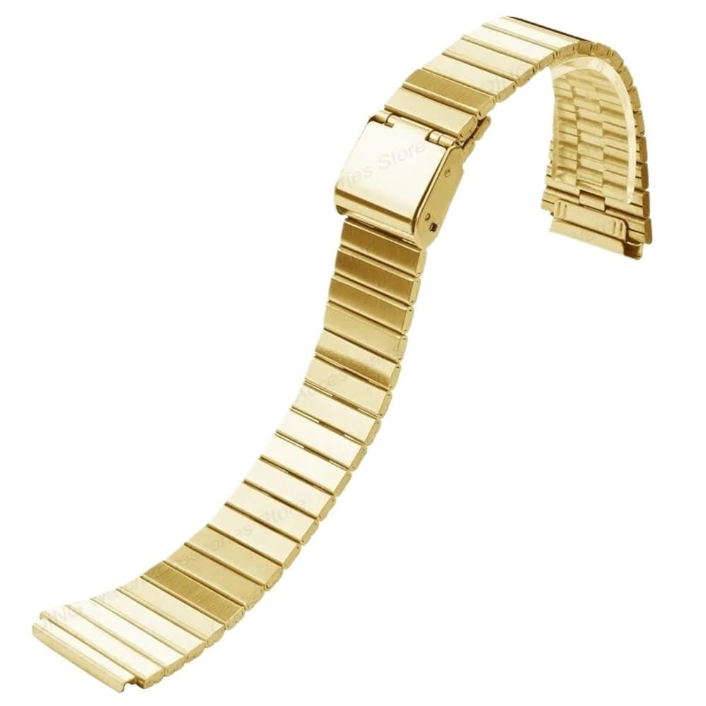 1820mm Stainless Steel Ultra-thin Metal Watchband fit for CASIO F-91W/A158/A159/A168/A169/B650/AQ230 /AE500W(Gold,20mm)