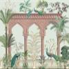 BELECO 5x3ft Fabric Traditional Mughal Garden Backdrop Indian Palace Arch with Peacock Trees Flowers Background India Theme Wedding Baby Shower Party Decorations Banner Photoshoot Props view 2