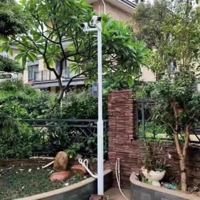 Blazea Round Security Camera Pole for Yard, 8 10 11.5 15 18 20 ft High Surveillance Pole, Weather-Resistant Outdoor Security Camera Pole Stand Kit(4m (13.1ft))
