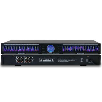 22-Band Audio Equalizer, Graphic Equalizer, Dual Channel 1u Rack Mount, with 10 Preset Effects, Automatic Noise Reduction, for Hifi Home Tuning