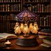 Halloween Ghost Carousel Lights, USB Halloween Light Up Ghost Night Light Indoor, Gothic Stained Glass Shade with Floating Ghosts, Spooky Lamp Decor for Bedroom Home Kitchen Mantel Tabletop1pc view 1