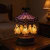 Halloween Ghost Carousel Lights, USB Halloween Light Up Ghost Night Light Indoor, Gothic Stained Glass Shade with Floating Ghosts, Spooky Lamp Decor for Bedroom Home Kitchen Mantel Tabletop1pc view 2