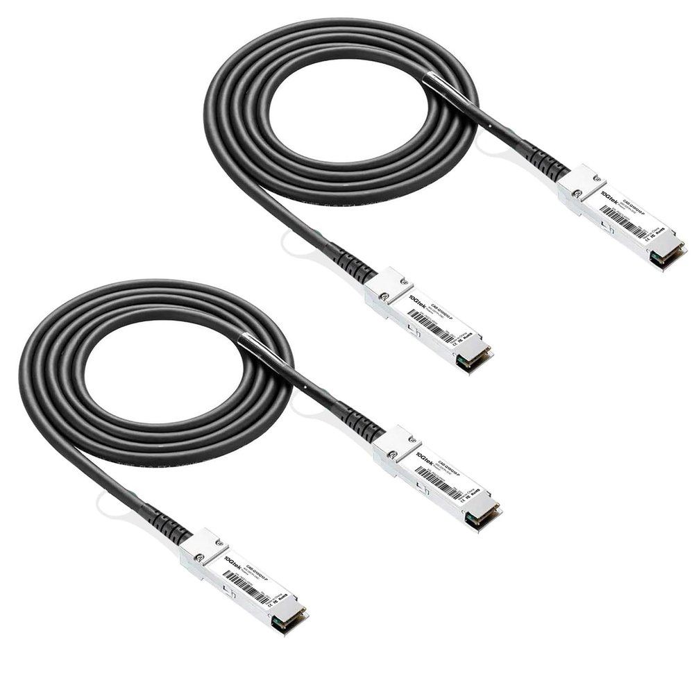 10Gtek 40G QSFP+ DAC Cable - 40GBASE-CR4 Passive Direct Attach Copper Twinax QSFP Cable for Cisco QSFP-H40G-CU50CM, Meraki MA-CBL-40G-50CM, Mikrotik, Open Switch Devices, 0.5-Meter(1.6ft), Pack of 2