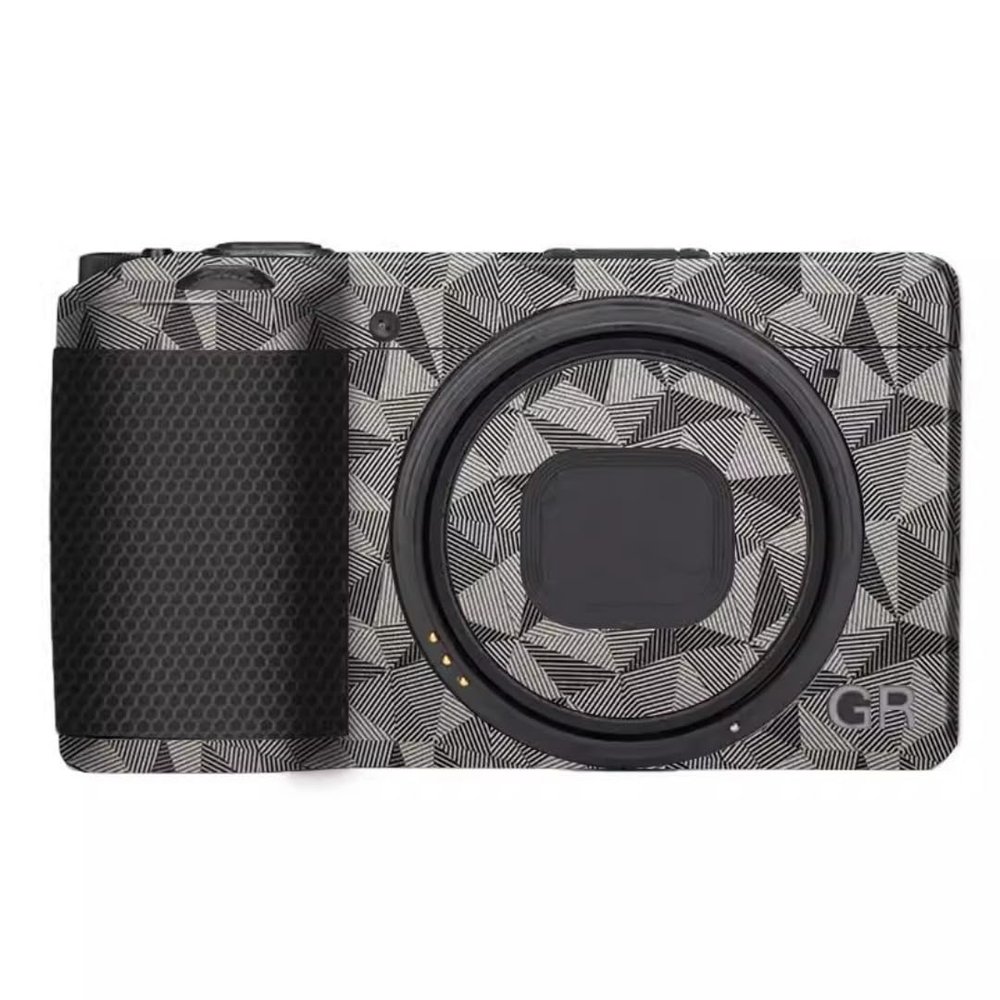 GR 3 GR 3X Wear-Resistant Camera Sticker Vinyl Wrap Protective Film Decal Precision Photography Skin for Ricoh GR3 GR3X (Triangle Titanium)