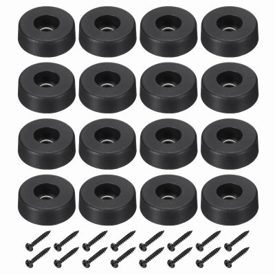 MECCANIXITY Rubber Speaker Isolation Feet,1.18"x0.39" Black Anti-Vibration Base Pad with Screw Amplifier Stand Feet Mat for Electronic Speaker Guitar HiFi Home Theater Sound System, Pack of 16