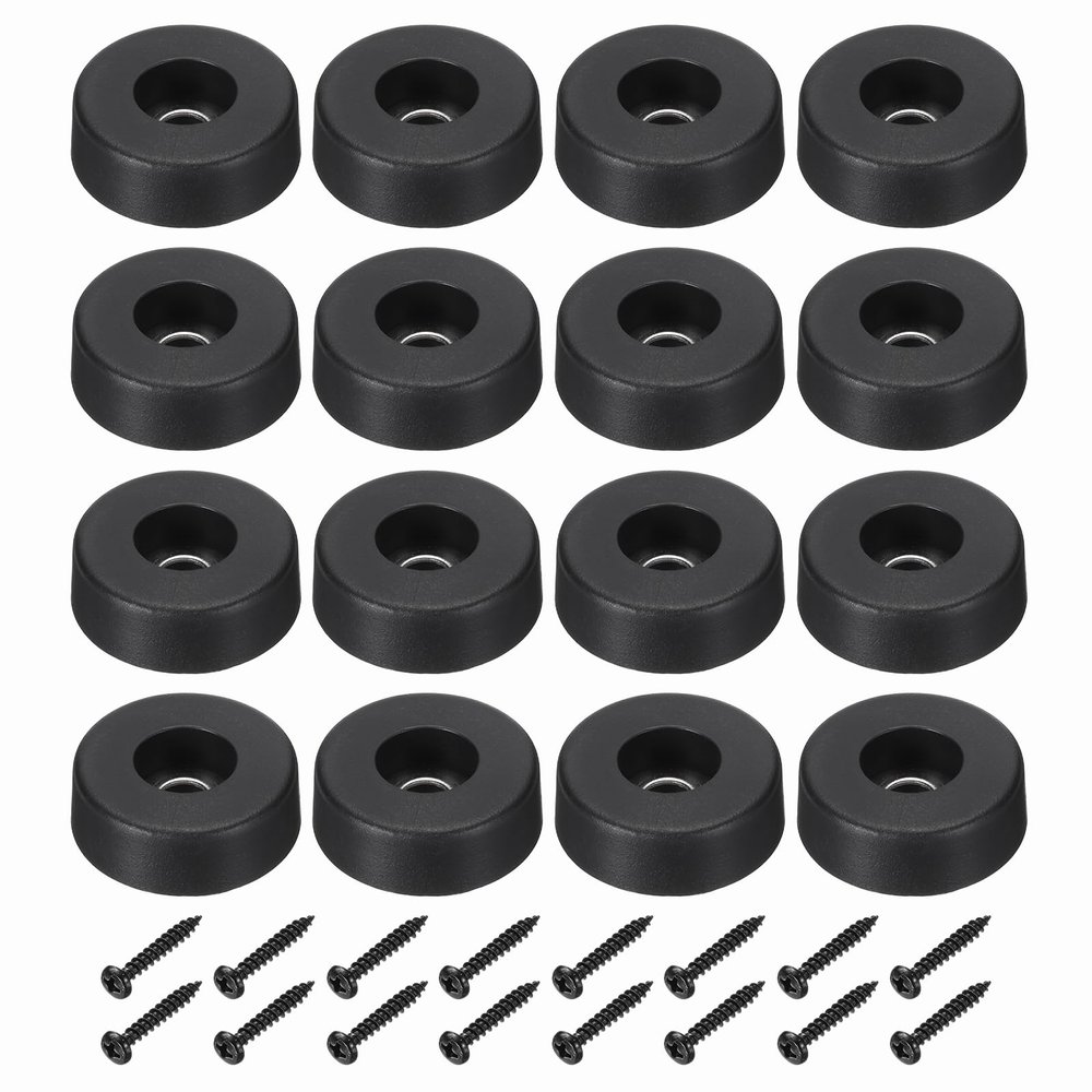 MECCANIXITY Rubber Speaker Isolation Feet,1.18"x0.39" Black Anti-Vibration Base Pad with Screw Amplifier Stand Feet Mat for Electronic Speaker Guitar HiFi Home Theater Sound System, Pack of 16