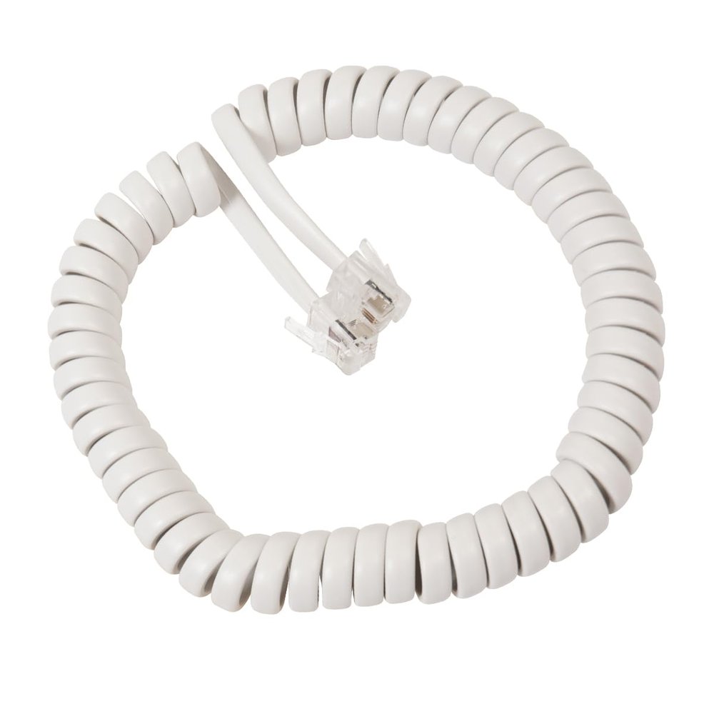 ICC Telephone Handset Cord/Phone Cord, 6 Ft RJ9 (RJ22) Connectors, White, 1-Pack Curly Coiled Tangle-Free Design for PBX & VoIP Phones
