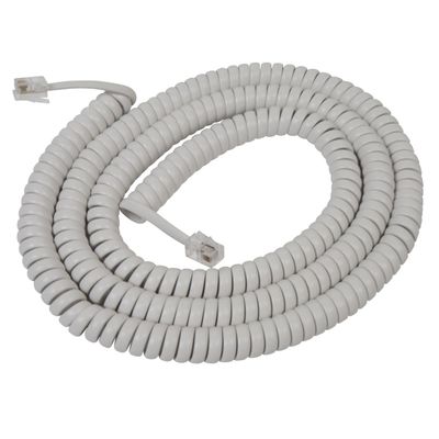 ICC Telephone Handset Cord/Phone Cord, 25 Ft  RJ9 (RJ22) Connectors, White, 1-Pack  Curly Coiled Tangle-Free Design for PBX & VoIP Phones