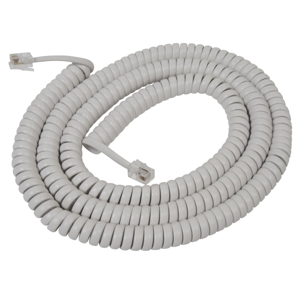 ICC Telephone Handset Cord/Phone Cord, 25 Ft  RJ9 (RJ22) Connectors, White, 1-Pack  Curly Coiled Tangle-Free Design for PBX & VoIP Phones