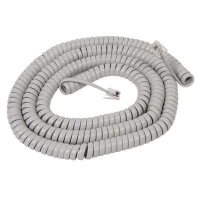 ICC Telephone Handset Cord/Phone Cord, 25 Ft RJ9 (RJ22) Connectors, Pearl Gray, 1-Pack Curly Coiled Tangle-Free Design for PBX & VoIP Phones