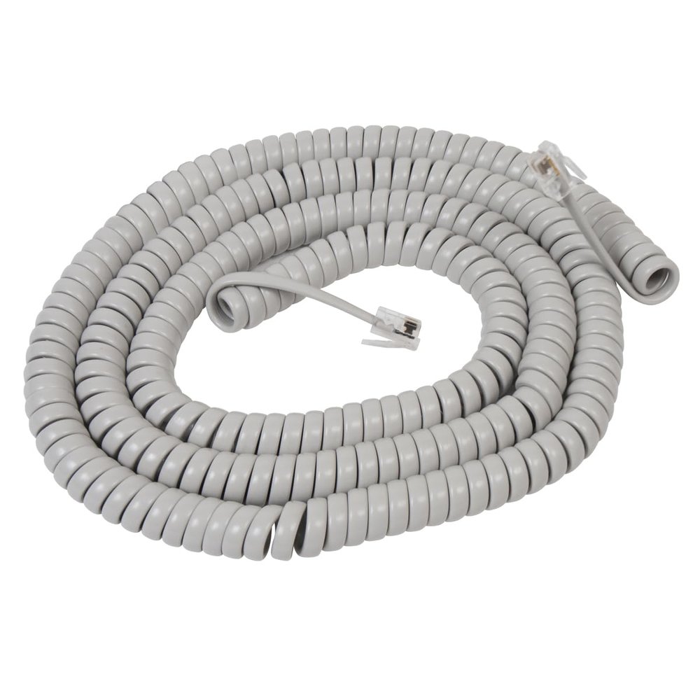 ICC Telephone Handset Cord/Phone Cord, 25 Ft  RJ9 (RJ22) Connectors, Pearl Gray, 1-Pack  Curly Coiled Tangle-Free Design for PBX & VoIP Phones