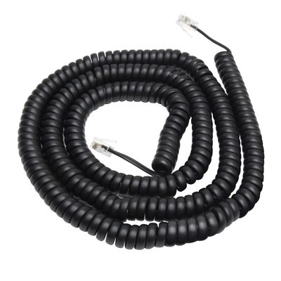 ICC Telephone Handset Cord/Phone Cord, 25 Ft  RJ9 (RJ22) Connectors, Flat Black, 1-Pack  Curly Coiled Tangle-Free Design for PBX & VoIP Phones