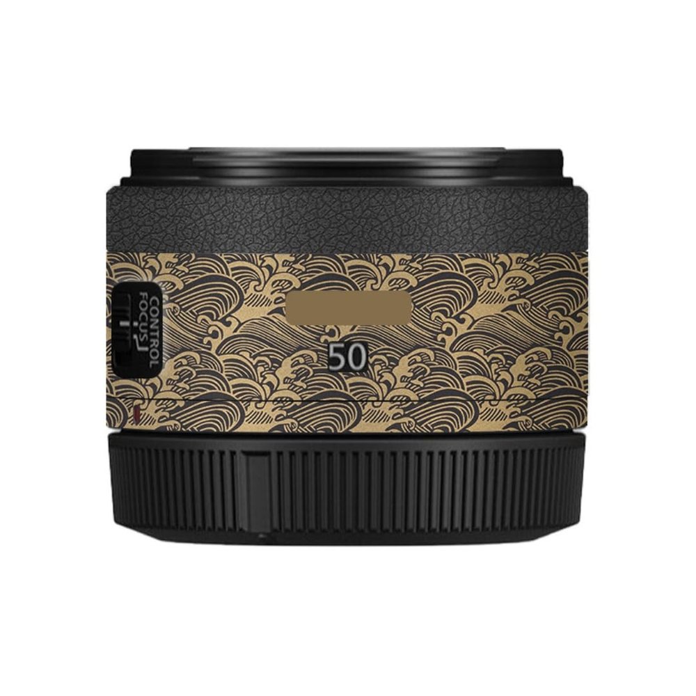 50 1.8 Camera Lens Sticker for Canon RF 50mm F1.8 STM Macro Coat Wraps Film Protective Vinyl Decal Skin(Wave Gold)