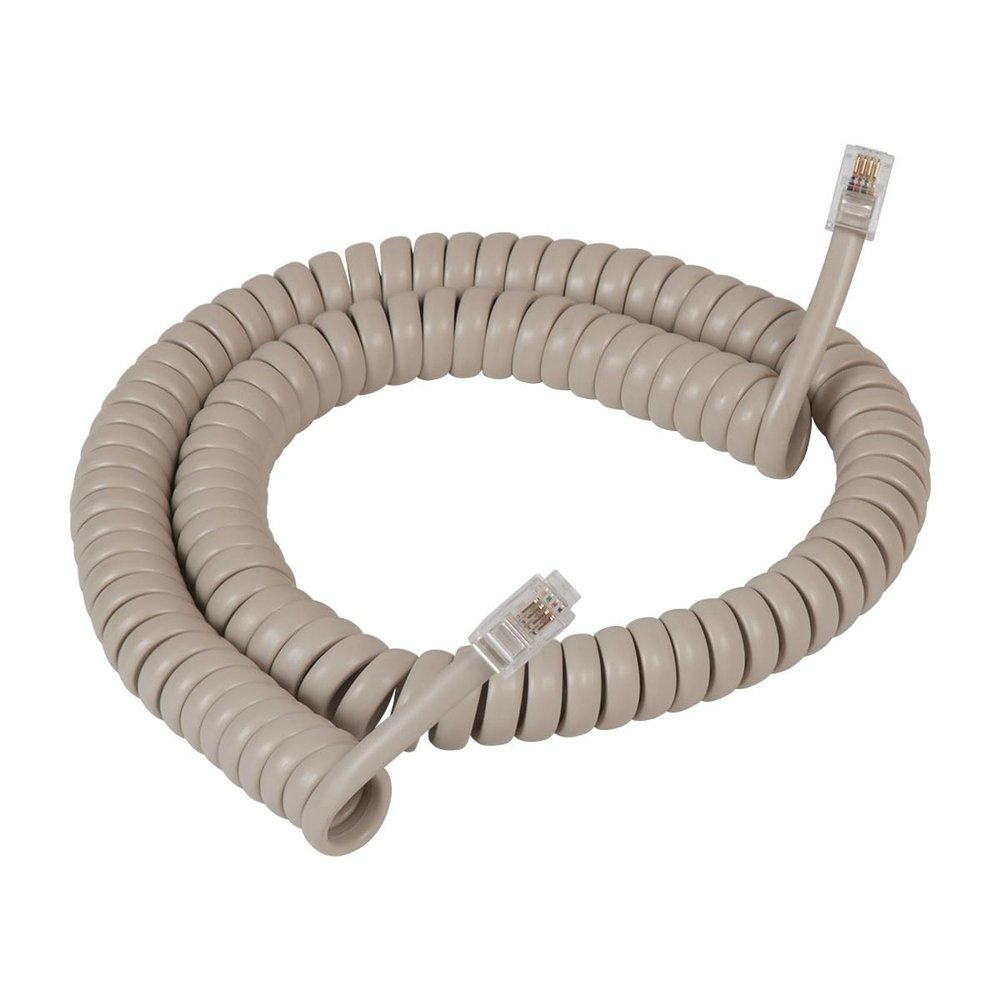 ICC Telephone Handset Cord/Phone Cord, 12 Ft RJ9 (RJ22) Connectors, NT Ash, 1-Pack Curly Coiled Tangle-Free Design for PBX & VoIP Phones
